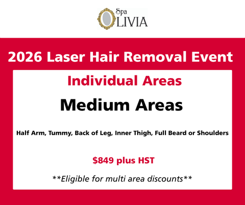 Laser Event 2026: Medium Areas | Half Arm, Tummy, Back of Leg, Inner Thigh, Full Beard or Shoulders
