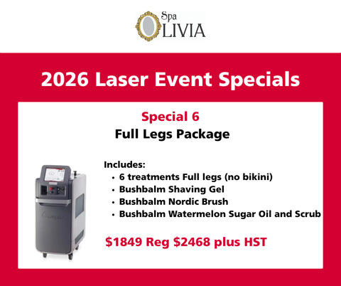 Laser Event Show Special 2026  # 6 Full Legs plus Nordic Circulation Brush, Shaving Gel, Bushbalm oil and scrub