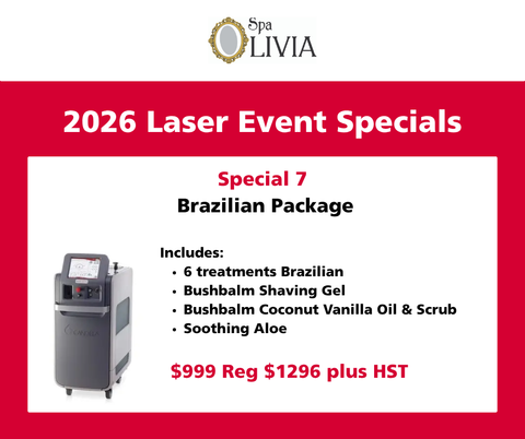 Laser Event Show Special 2026  # 7 Brazilian plus Bushbalm Shaving Gel, Bushbalm Coconut Vanilla Scrub and Oil plus Aloe
