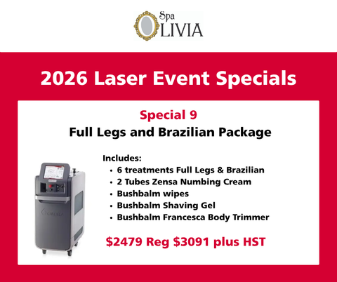 Laser Event Show Special 2026 # 9 Full Leg & Brazilian, Bushbalm Shaving gel, Wipes and Body Shaver