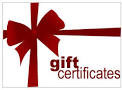 Various amounts of gift certificates $25, $50 and $100